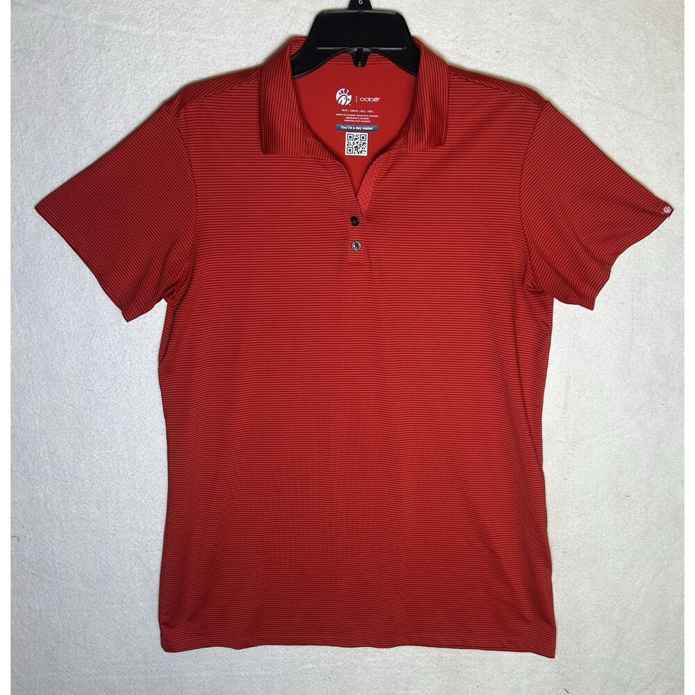 Chick-fil-A Staff Men's M Red Striped Stretch Polo Shirt Short Sleeve Logo